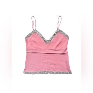 Gold Hawk Coral Pink Silk Lace Camisole Medium NWT